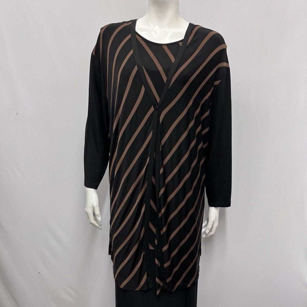 Gianfranco Ferre Forma Cardigan & Top Set Brown & Black Striped Need TLC Size 52